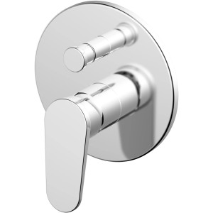 Miscelatore doccia t.b.t. cromato con leva e rosone rotondo.