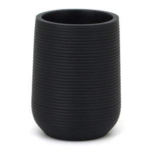 Portaspazzolino nero t.b.t. con scanalature per il bagno.