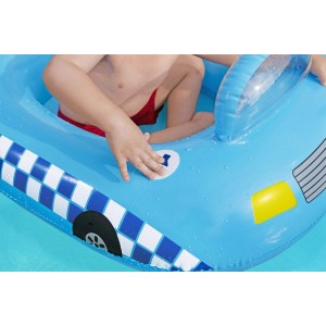 Auto gonfiabile blu per bambini in piscina, accessorio piscina.