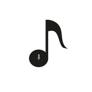 Gancio da parete nero a forma di nota musicale, autoadesivo.