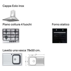 Cucina completa Taurus 195 cm dx cemento