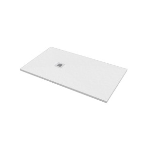 Piatto doccia t.b.t. rettangolare bianco con scarico quadrato.