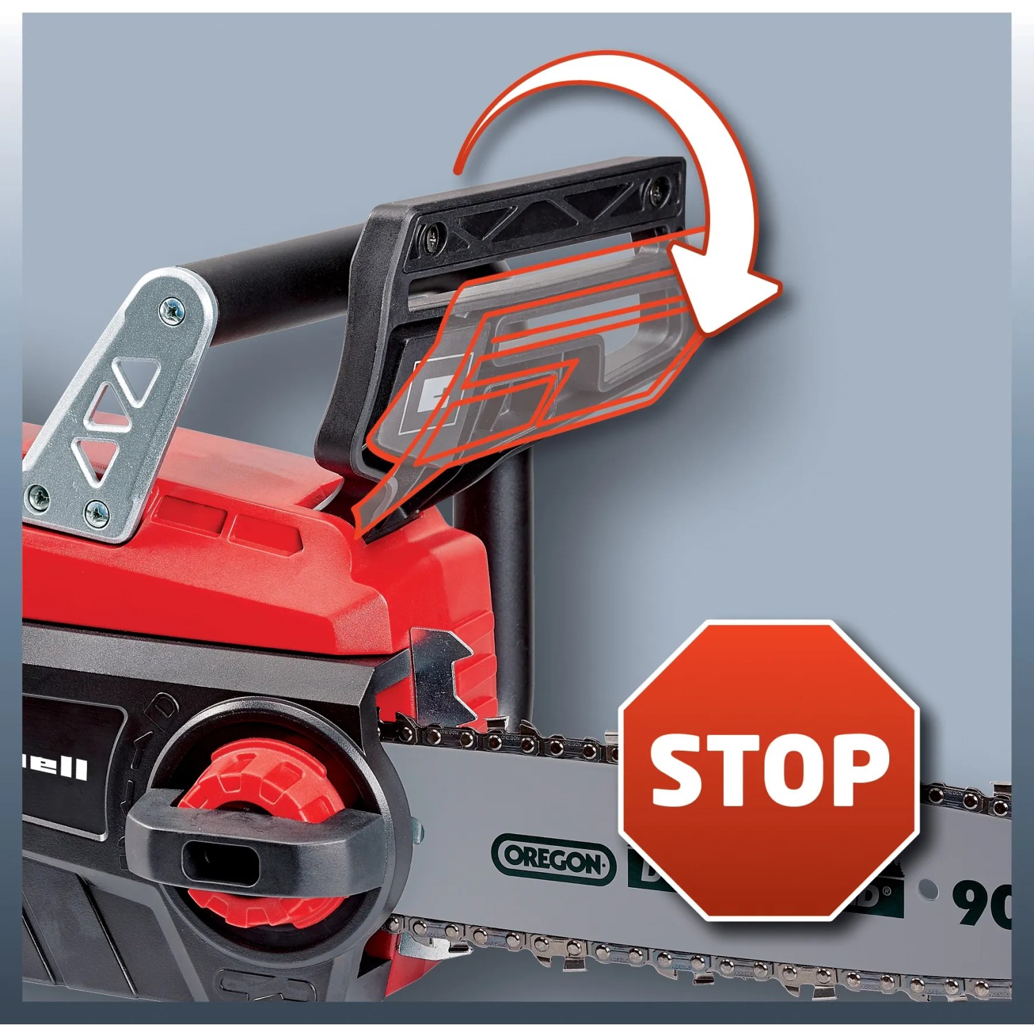 Einhell Power X-Change GE-LC 18/25 Li Solo: Dettaglio della protezione anti-contraccolpo con arresto immediato.