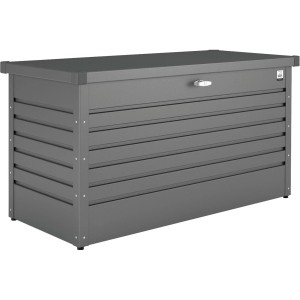 Biohort Box per il tempo libero 130, grigio scuro metallizzato, box universale in metallo con serratura a cilindro con maniglia girevole.