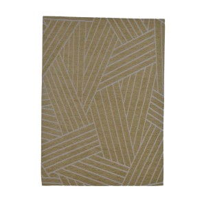 Tappeto t.b.t. moderno con motivo geometrico in beige e bianco.