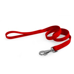 Guinzaglio rosso per cani con moschettone.