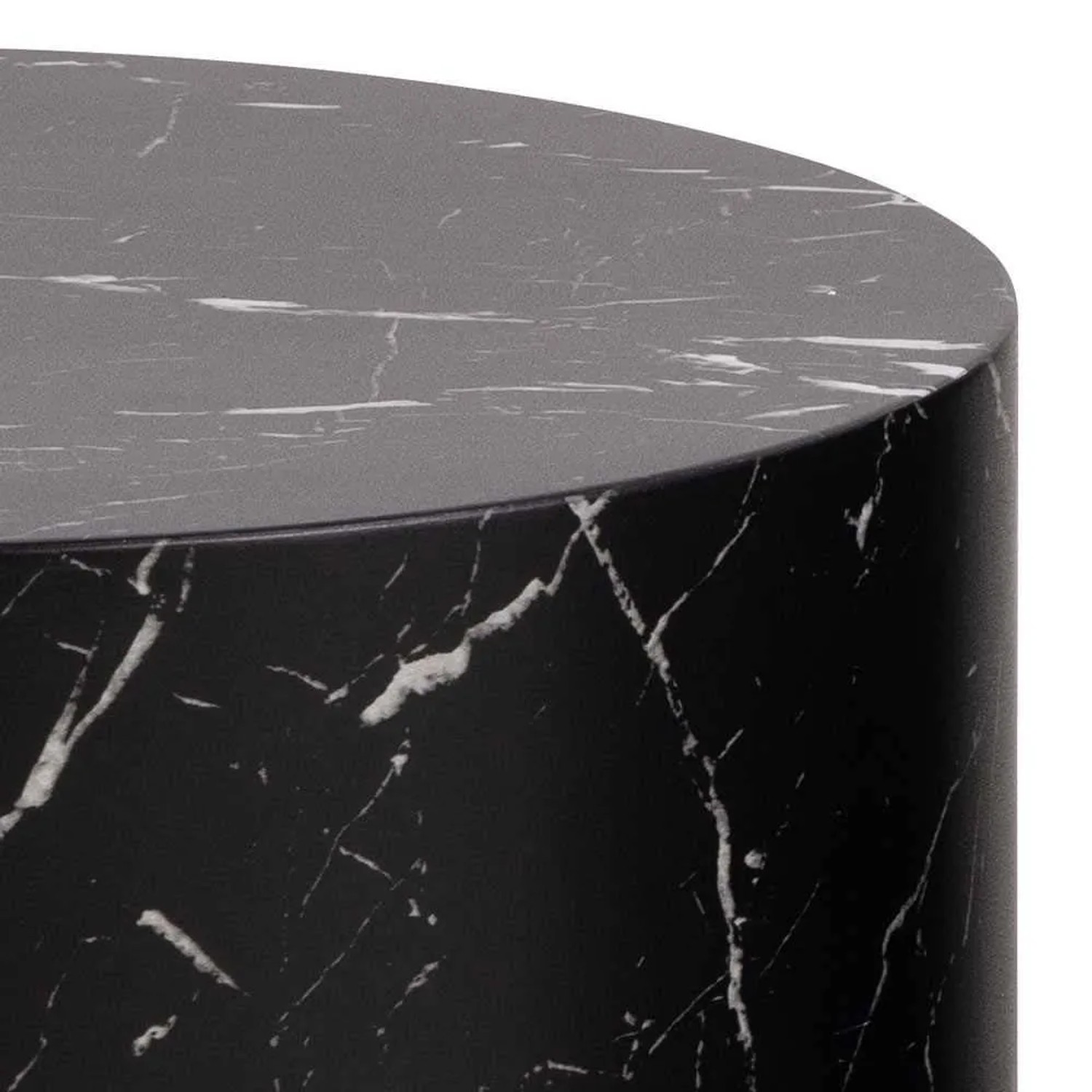 Set di 2 tavolini da salotto in legno Motrik effetto marmo nero tondo h40 cm_5