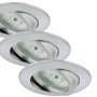 Set di 3 faretti LED da incasso in alluminio, dimmerabili, 5,5W, orientabili.