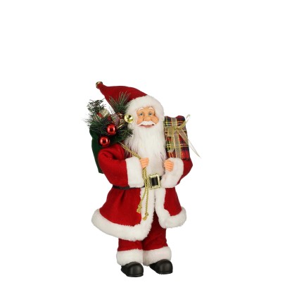 Babbo Natale in poliestere H 40 cm rosso
