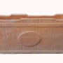 Fioriera rettangolare in terracotta con texture legno e scritta "Welcome".