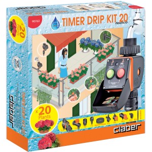 Claber Timer Drip Kit 20 per Microirrigazione: Set irrigazione fino a 20 piante.