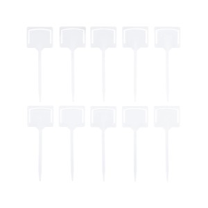 Dieci cartelli per piante bianchi in plastica per contrassegnare aiuole e piante in vaso.