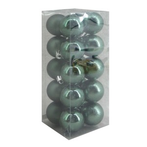 Set di palline di Natale verdi in confezione trasparente. Decorazioni per l'albero di Natale per decorazioni festive.