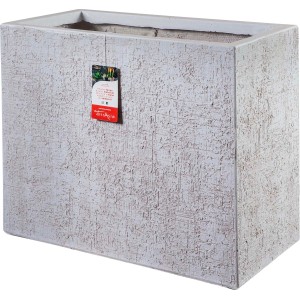 Fioriera da esterno rettangolare bianca t.b.t. con superficie strutturata.