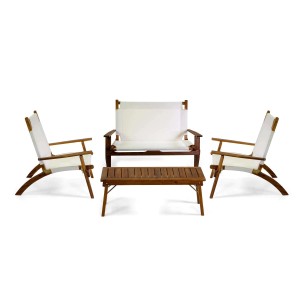 Salotto in legno Diane in tessuto olefin crema 2 posti