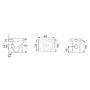 Disegno tecnico del WC t.b.t. a parete con dimensioni.