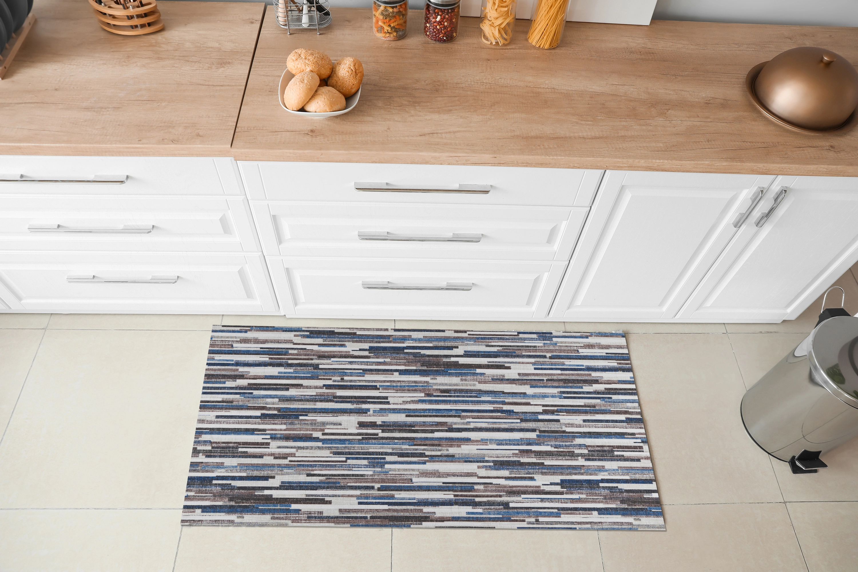 Tappeto cucina Dream Stripes blu 50 x 70 cm