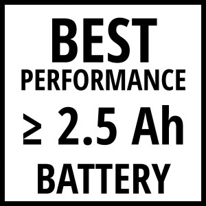 Simbolo per le migliori prestazioni con batteria da 2.5 Ah per avvitatore a impulsi a batteria Einhell.