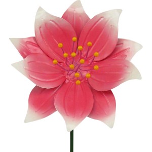 Spina decorativa Dahlia rosa-viola, 65 cm, in lamiera d'acciaio per giardino e vaso di fiori.