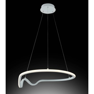 Moderna lampada a sospensione a LED bianca t.b.t. per spazi abitativi.