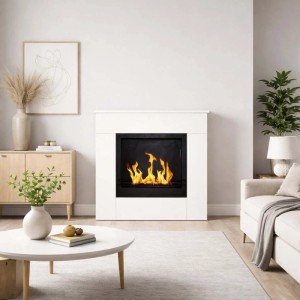 Camino a bioetanolo da terra Divina Fire Michelangelo 3,4 kW 96x36x90 cm bianco