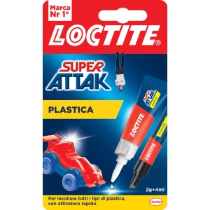 Loctite Super Attak Plastica colla con attivatore, ideale per plastica.