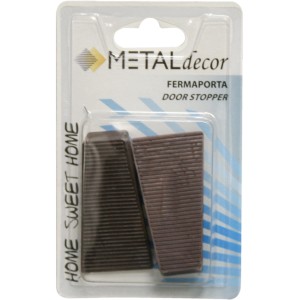 Set di fermaporta marroni, a forma di cuneo, superficie scanalata.