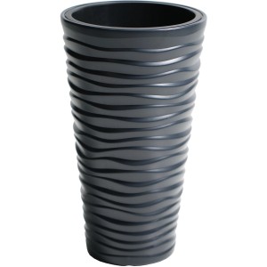 Colonna portapiante Prosperplast antracite con motivo a onde, alta 75 cm.