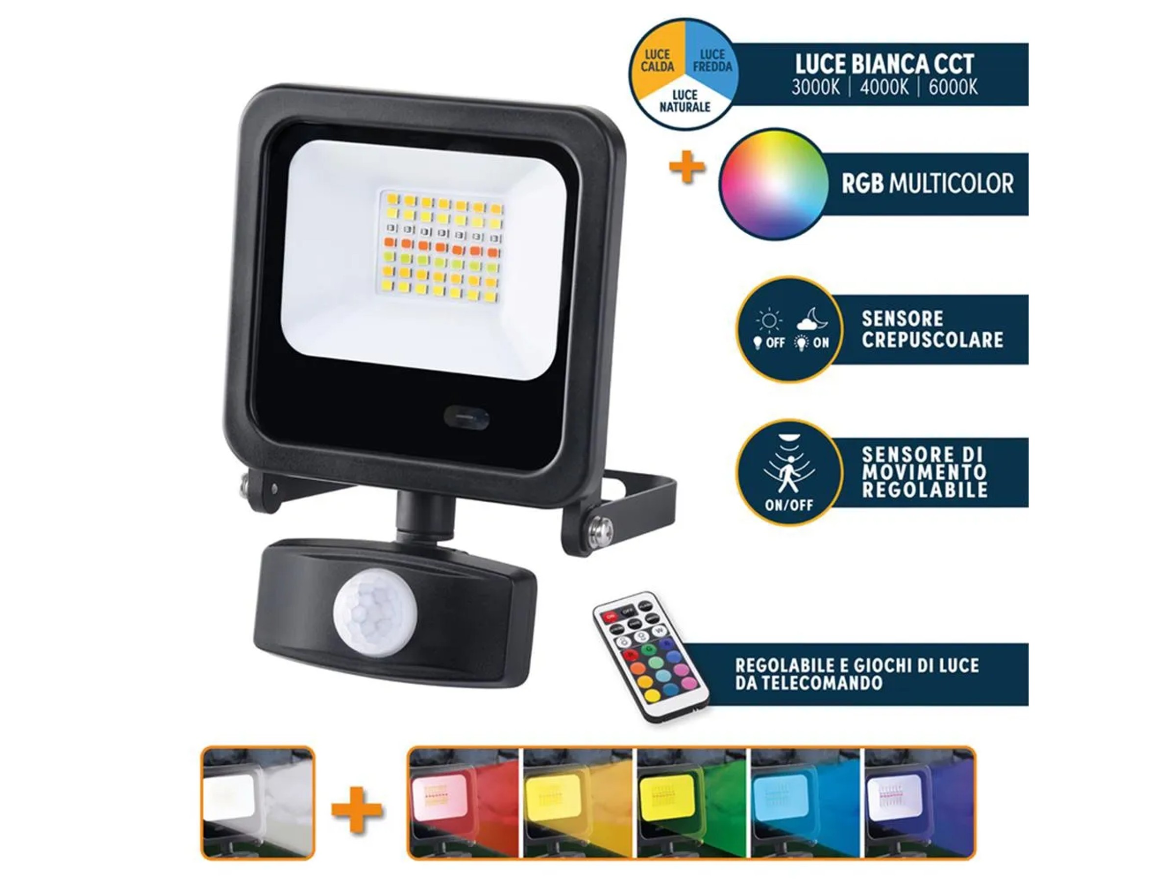 Jiubiaz RGB Proiettore LED 20W IP67: Faretto Esterno per Giardini e Feste