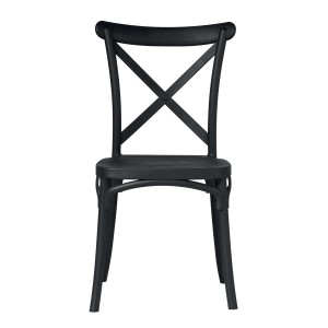 Sedia da giardino t.b.t. nera con schienale a croce.