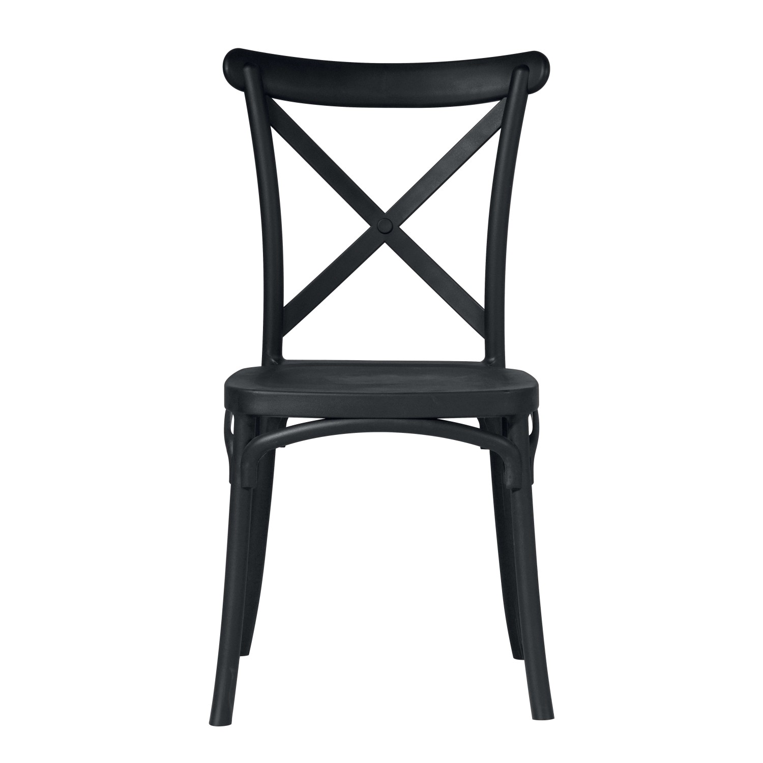 Sedia da giardino t.b.t. nera con schienale a croce.