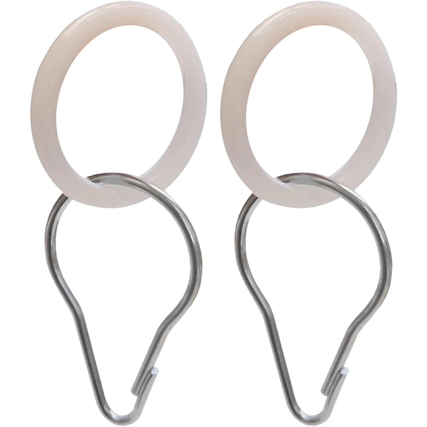 Confezione da 24 anelli per tende da doccia in plastica bianca, ganci a C, per aste da bagno | Leroy Merlin