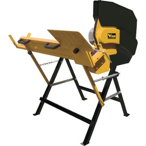 Spaccalegna giallo t.b.t. con protezione nera e gambe di supporto.