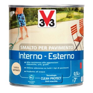 Barattolo di pittura per pavimenti t.b.t. per interni ed esterni, color sabbia. Pitture per pavimenti resistenti.