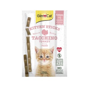 GimCat Kitten Sticks Tacchino, gustoso snack per gattini oltre i 4 mesi.