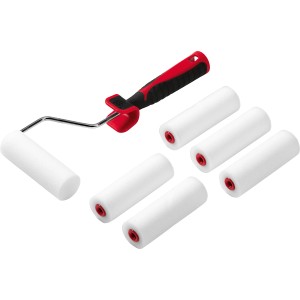 Set di rulli per vernice a 7 pezzi con manico e 6 rulli in schiuma.