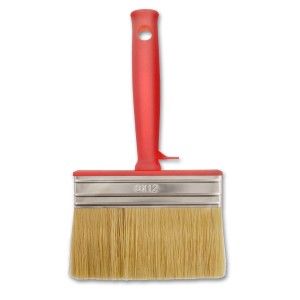 Pennello largo con manico rosso per pittura e vernice.
