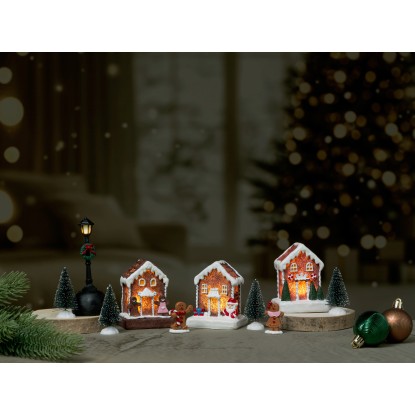 Villaggio di Natale 4 LED luce bianco caldo multicolore 19,5x7x21,5 cm