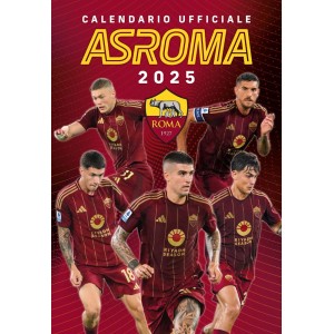Calendario AS Roma 2025 come decorazione murale con giocatori della squadra di calcio.