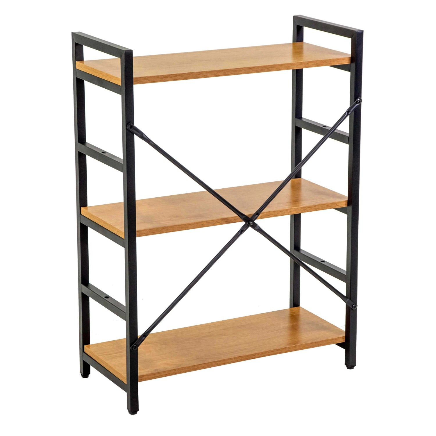 Scaffale in metallo e legno Achille 3 ripiani 60x28x83,5 cm_2