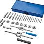 Set maschi e filiere LUX Classic da 32 pezzi con maschi, filiere, giramaschi, portafiliere, calibro, cacciavite e valigetta.