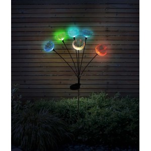 Lampada solare acciaio inossidabile 6xLED RGB 300mAh 1.2V IP44 H 700 mm