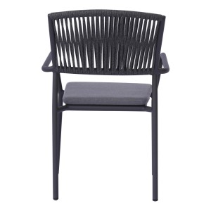 Sedia giardino contract C-braccio alluminio antracite corda grigia