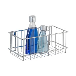 Cesto da parete cromato con due flaconi, parte della categoria accessori da parete e contenitori.