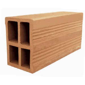 Materiale da costruzione t.b.t.: Mattone con quattro fori e scanalature orizzontali.