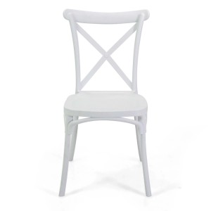 Sedia impilabile Cross in polipropilene bianca 43x52,5h45/88 cm