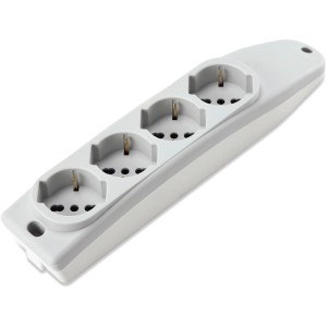 Multipresa bianca t.b.t. con tre prese per uso interno.