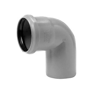 Curva HT grigia per tubi di scarico, angolo di 90 gradi.