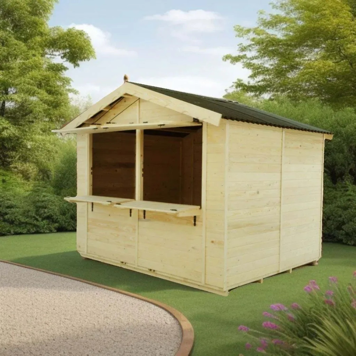 Chiosco in legno a pannelli sp 20 mm H240xL300xP240 cm_3