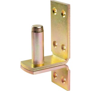 Cerniera a vite D1 zincata gialla, 116x40 mm, perno Ø 16 mm, per fissaggio di bandelle.